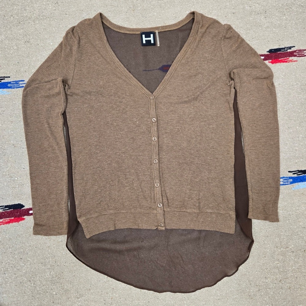H by Bordeaux Cardigan 2010s Brown Rayon Spandex‎ Sheer 19x23 Lightweight Luxury